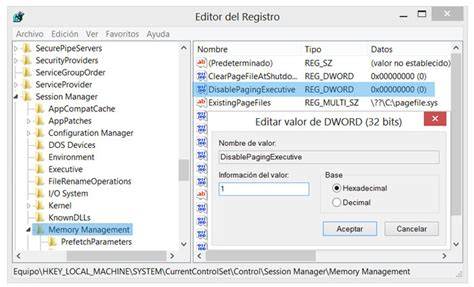 Captura de pantalla del Editor del Registro