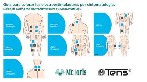 Esquema de la aplicación de TENS con electrodos en la piel