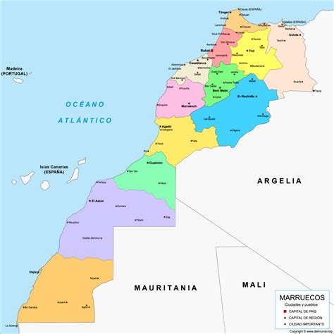 Mapa de Marruecos destacando las regiones marginadas y las zonas de conflicto por recursos naturales.