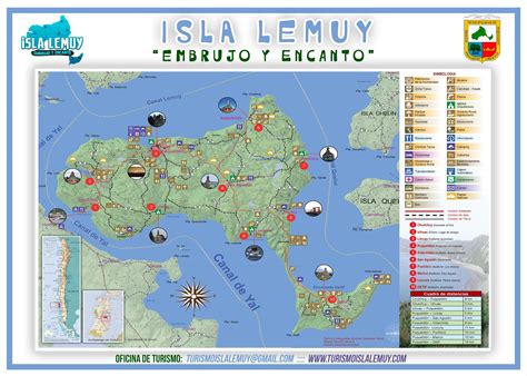Mapa de la Isla Lemuy con sus principales localidades y puntos de interés