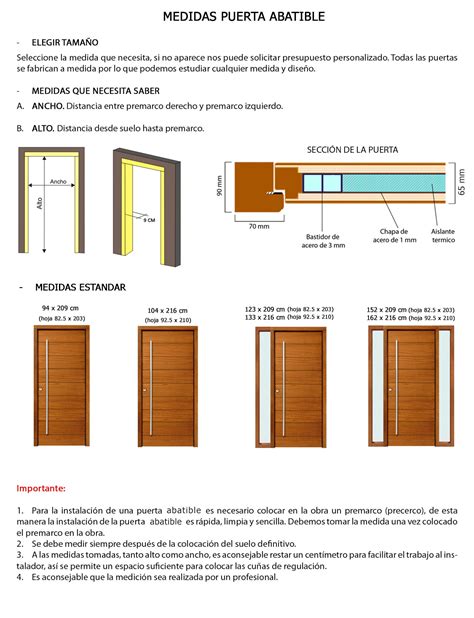 Infografía con medidas y especificaciones técnicas de puertas accesibles