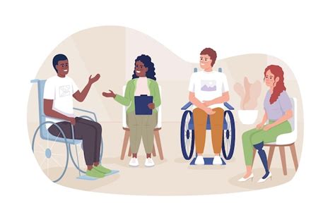 Ilustración de un grupo de apoyo para pacientes con accidente cerebrovascular