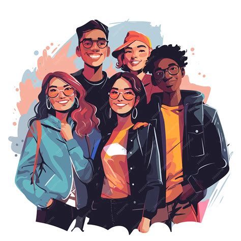 Ilustración de jóvenes en un entorno urbano con elementos de deterioro social