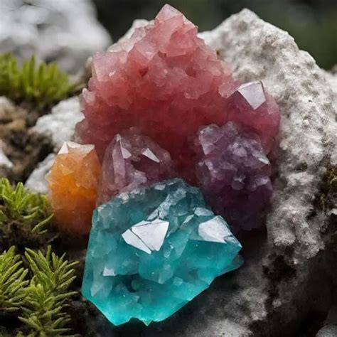 Muestra de joyería con gemas de cuarzo en diferentes colores