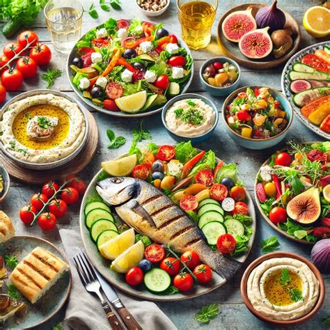 Plato con comida saludable, representando la dieta mediterránea