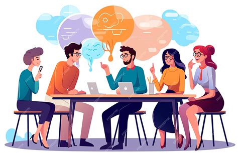 Ilustración de una reunión de padres, maestros y especialistas trabajando juntos