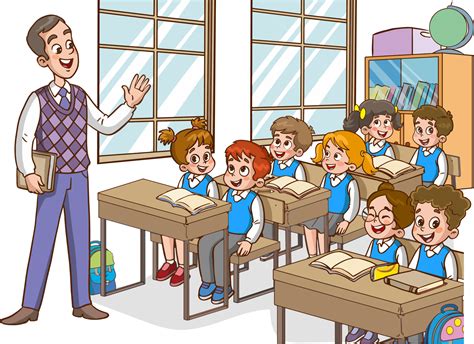 Ilustración de un niño y un maestro conversando en un aula sobre el respeto