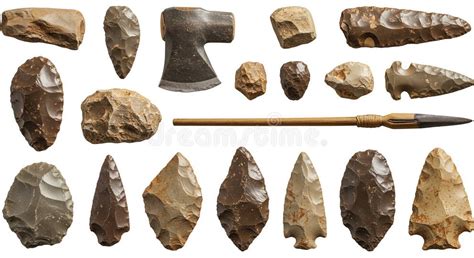 Ilustración de puntas de flecha prehistóricas