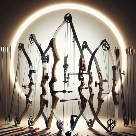 Diagrama comparativo de un arco largo y un arco recurvado