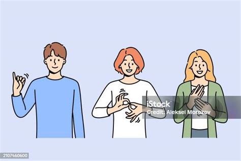 Ilustración de personas utilizando lenguaje de señas
