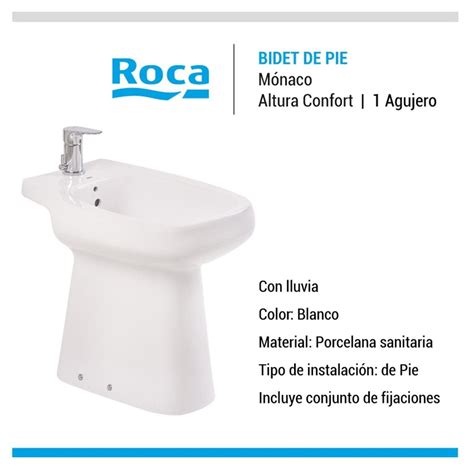 Foto de bidet Roca Mónaco Confort con descripción de sus características de altura