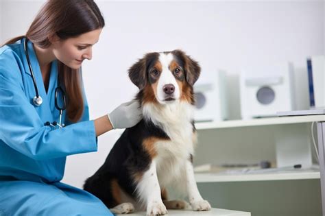 Veterinario examinando el abdomen de un perro con radiografías