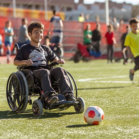 Fotografía de niños y adultos jugando fútbol en silla de ruedas, mostrando alegría y trabajo en equipo