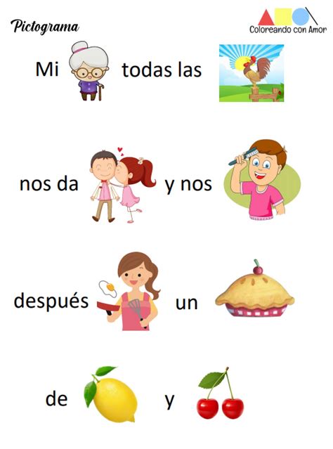Ejemplo de página de cuento con pictogramas para facilitar la lectura