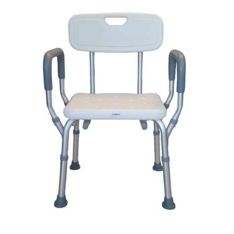 Esquema o dibujo técnico de una silla de ducha con rebaje en U, destacando la forma del asiento.