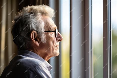 Anciano mirando pensativo por la ventana de un hogar