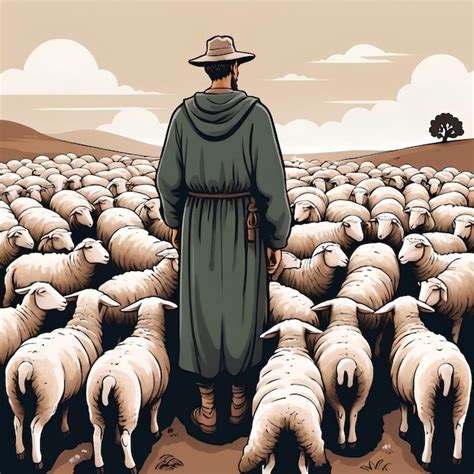 Ilustración de un pastor protegiendo a su rebaño de lobos, simbolizando la protección del anciano contra falsas enseñanzas
