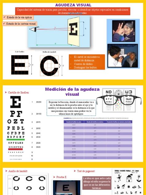 Esquema comparativo de la agudeza visual en diferentes grados de discapacidad