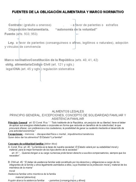 Esquema de las fuentes de la obligación alimenticia en Chile