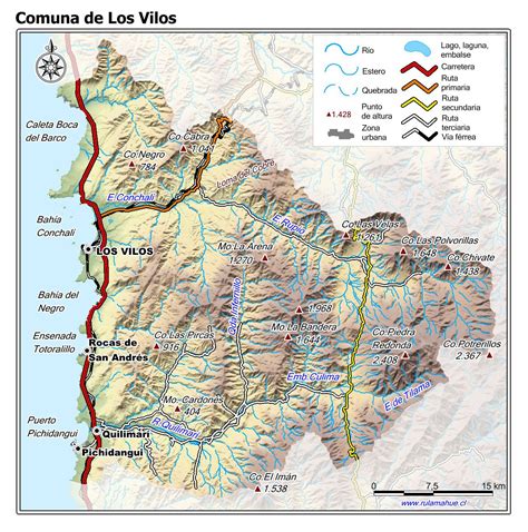 Mapa de la comuna de Los Vilos y sus límites administrativos