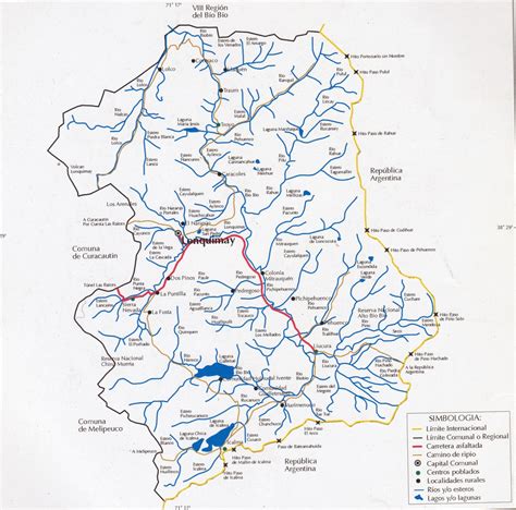 Mapa de Lonquimay y sus zonas rurales con énfasis en áreas de difícil acceso