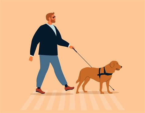 fotografía de persona con perro guía en espacio público