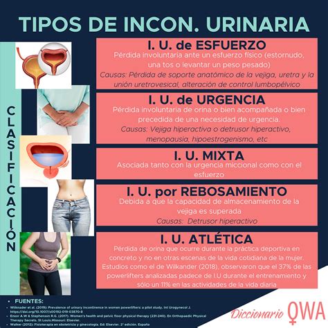 Infografía o esquema de las diferentes causas de incontinencia urinaria
