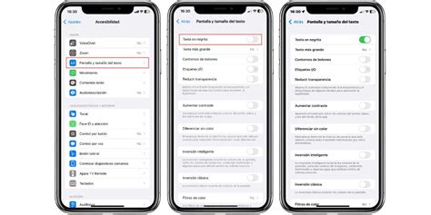 Captura de pantalla de los ajustes de pantalla en iPhone mostrando la opción 