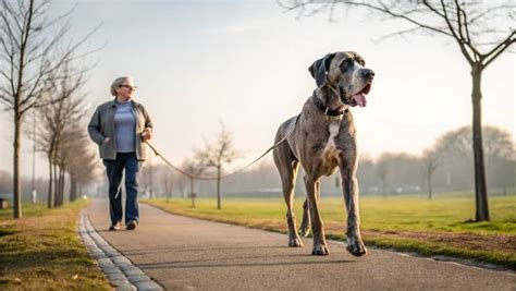Gran Danés paseando tranquilamente en un parque