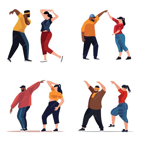Ilustración de personas bailando diversos estilos de danza.