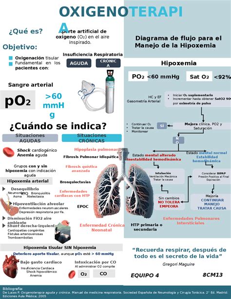 tabla resumen de las principales indicaciones clínicas para la oxigenoterapia