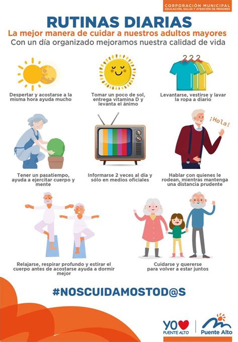 infografía resumen de los beneficios de una rutina diaria para adultos mayores