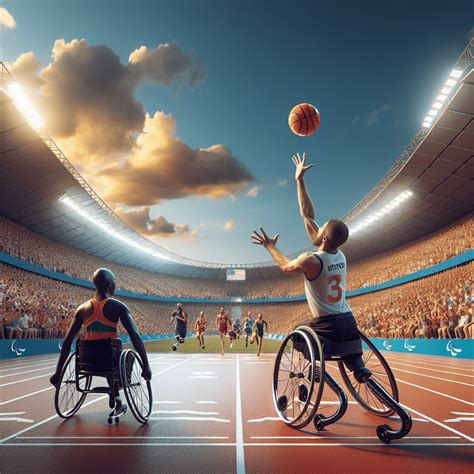 Ilustración de atletas paralímpicos compitiendo en diversas disciplinas.