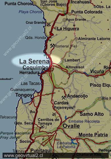 Mapa de La Serena y Coquimbo destacando puntos de interés accesibles