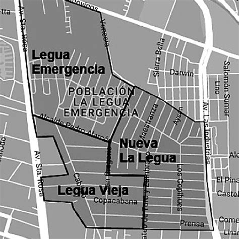 mapa de la población La Legua, Santiago, Chile