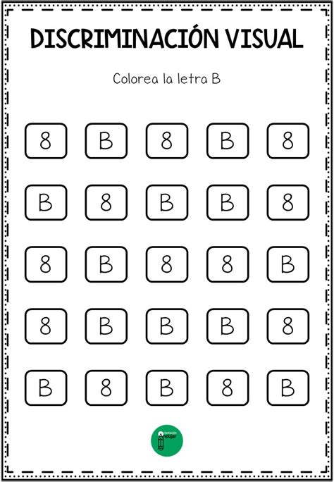 Ejemplo de fichas de discriminación visual con números y letras.