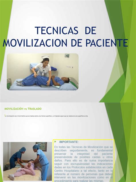 Esquema de las técnicas de movilización de pacientes con y sin ayudas técnicas