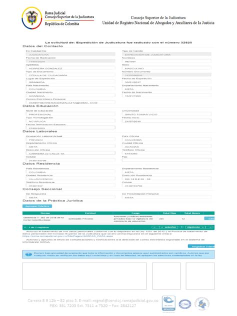 Formulario digital para trámites judiciales
