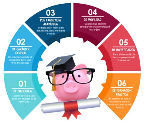 Esquema informativo que muestra los diferentes tipos de becas disponibles para estudiantes con discapacidad según el tipo de institución académica.
