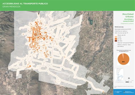 Mapa de calor que representa la accesibilidad al transporte público en zonas periurbanas de grandes metrópolis latinoamericanas.