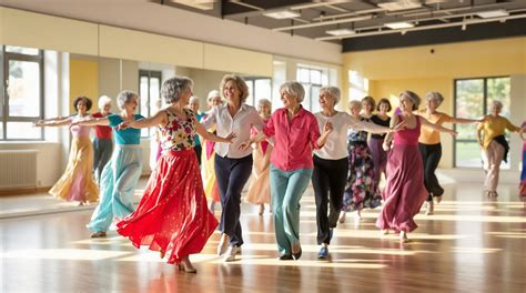 Cartel anunciando clases de baile gratuitas para personas mayores.