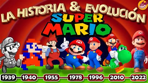 Infografía mostrando la evolución de Mario desde Donkey Kong hasta sus versiones más recientes.