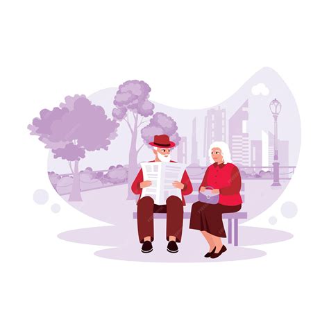 Pareja de ancianos sentados juntos en un banco del parque.