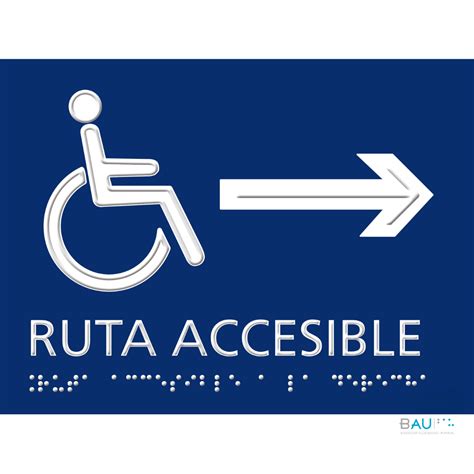 Infografía o esquema de un sendero accesible con señalética Braille