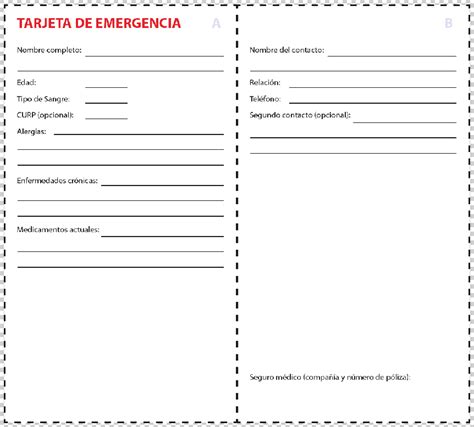 Ilustración de una familia completando una tarjeta de contacto de emergencia