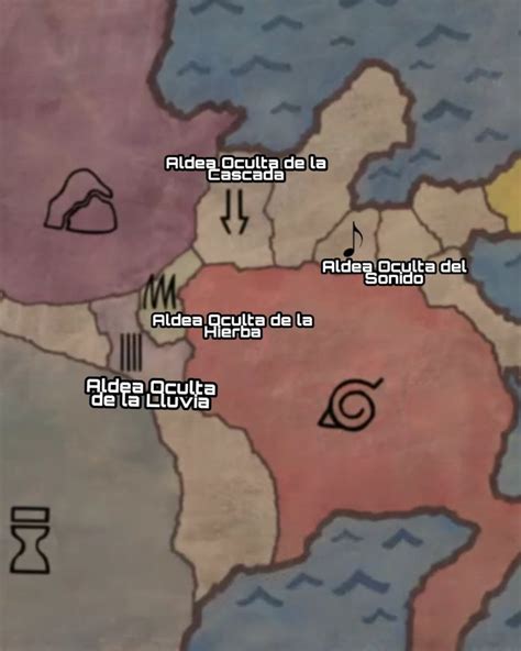 Mapa de la Aldea Oculta de la Hoja dentro del País del Fuego