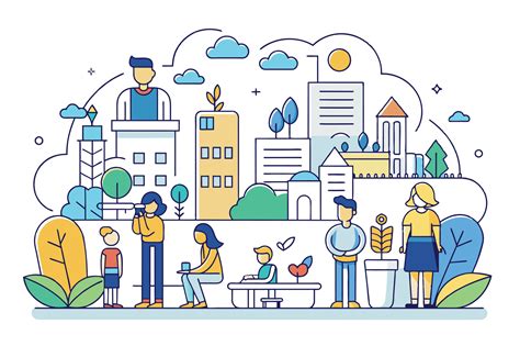 Ilustración que representa a un adulto mayor interactuando con su familia o participando en actividades sociales.