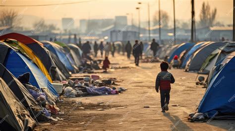 Fotografía de un campamento de refugiados o asentamiento informal