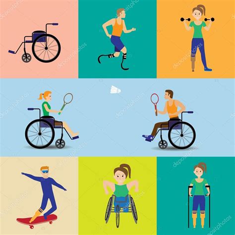 Ilustración de personas con y sin discapacidad realizando actividad física adaptada al aire libre