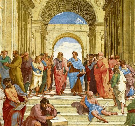 Ilustración de Aristóteles debatiendo con sus alumnos